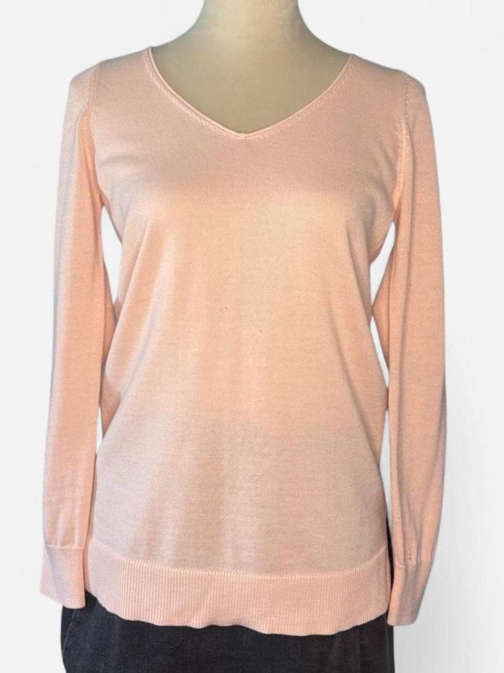 Ann Taylor light pink v-neck fine knit wool blend sweater XS petite - soft girl